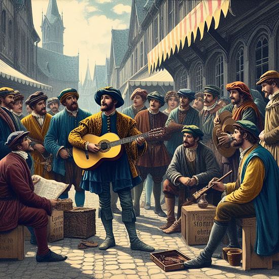 Chanteur de rue du XVIe siècle