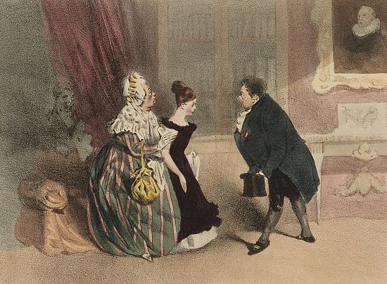 Un mariage de raison. Lithographie de Henry Monnier extraite d'Esquisses parisiennes (1827)